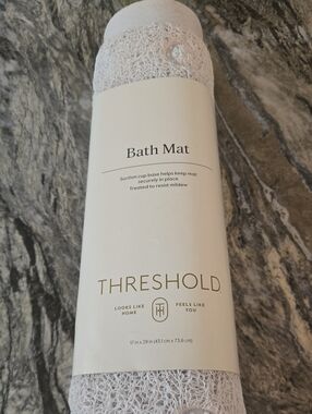 Threshold White Bath Mat with Textured Non-Slip Surface